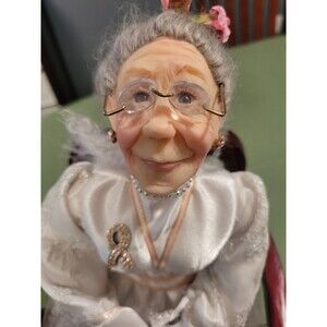 JACQUELINE KENTS FAIRY GODMOTHER Breast Cancer Fairy 2005 With Wooden Chair